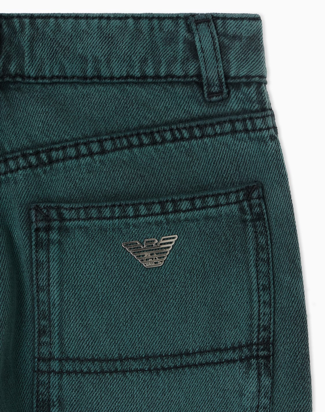 jean-coupe-large-en-denim-aspect-us-vert--emporio-armani