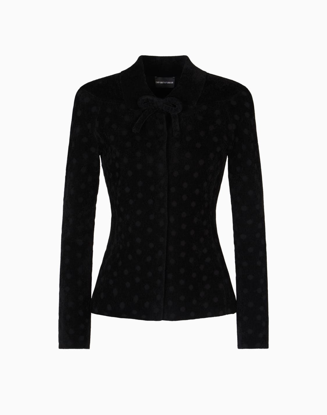 polka-dot-jacquard-bonded-chenille-jacket-with-bow-black--emporio-armani