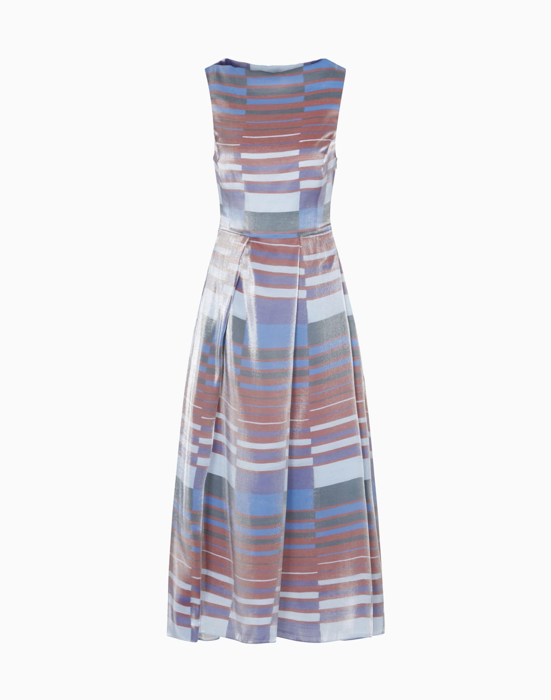 technical-cady-sleeveless-dress-with-pleats-patterned--emporio-armani