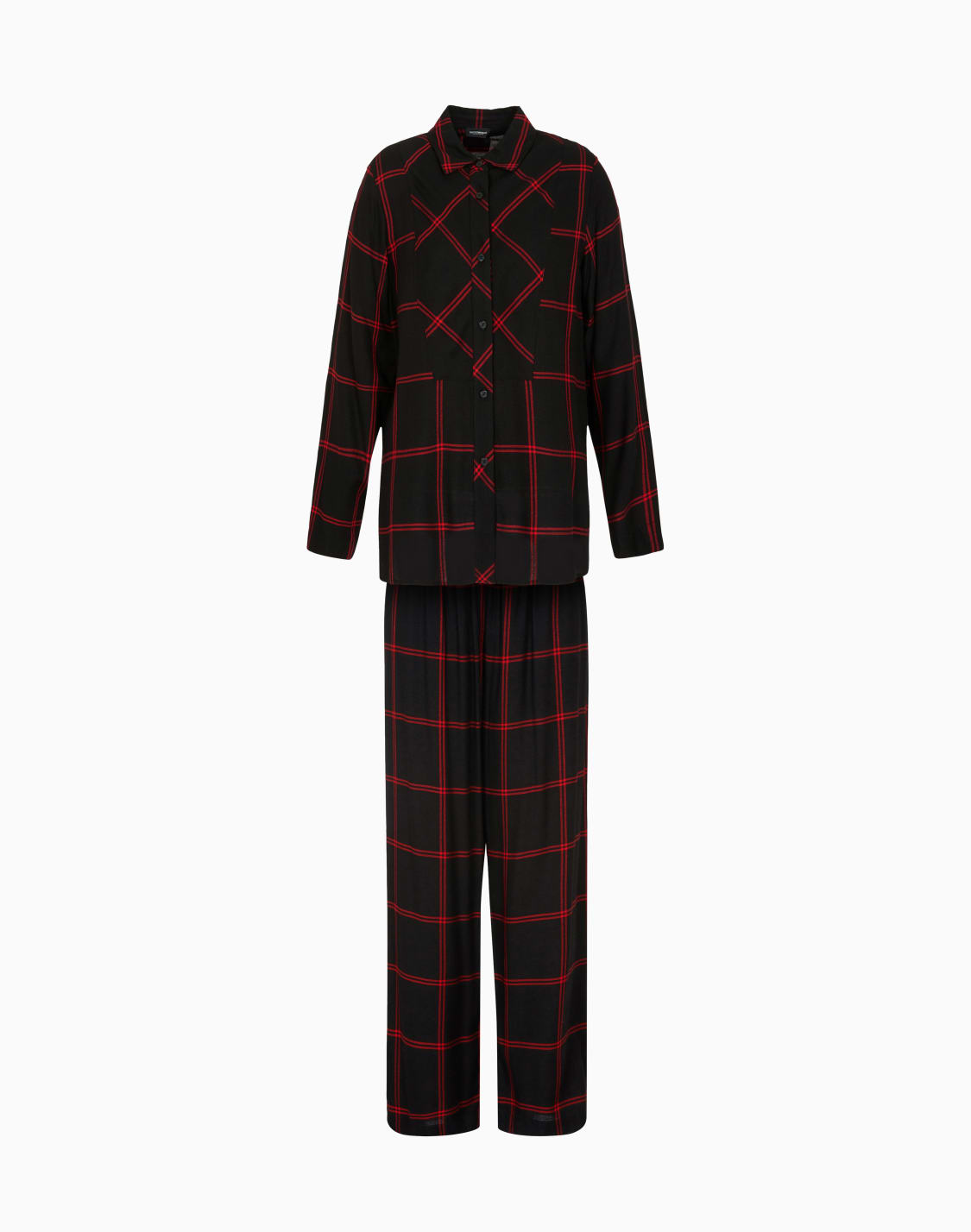パジャマ-シャツパンツ-ビスコス-チェックモチフ-ブラック--emporio-armani
