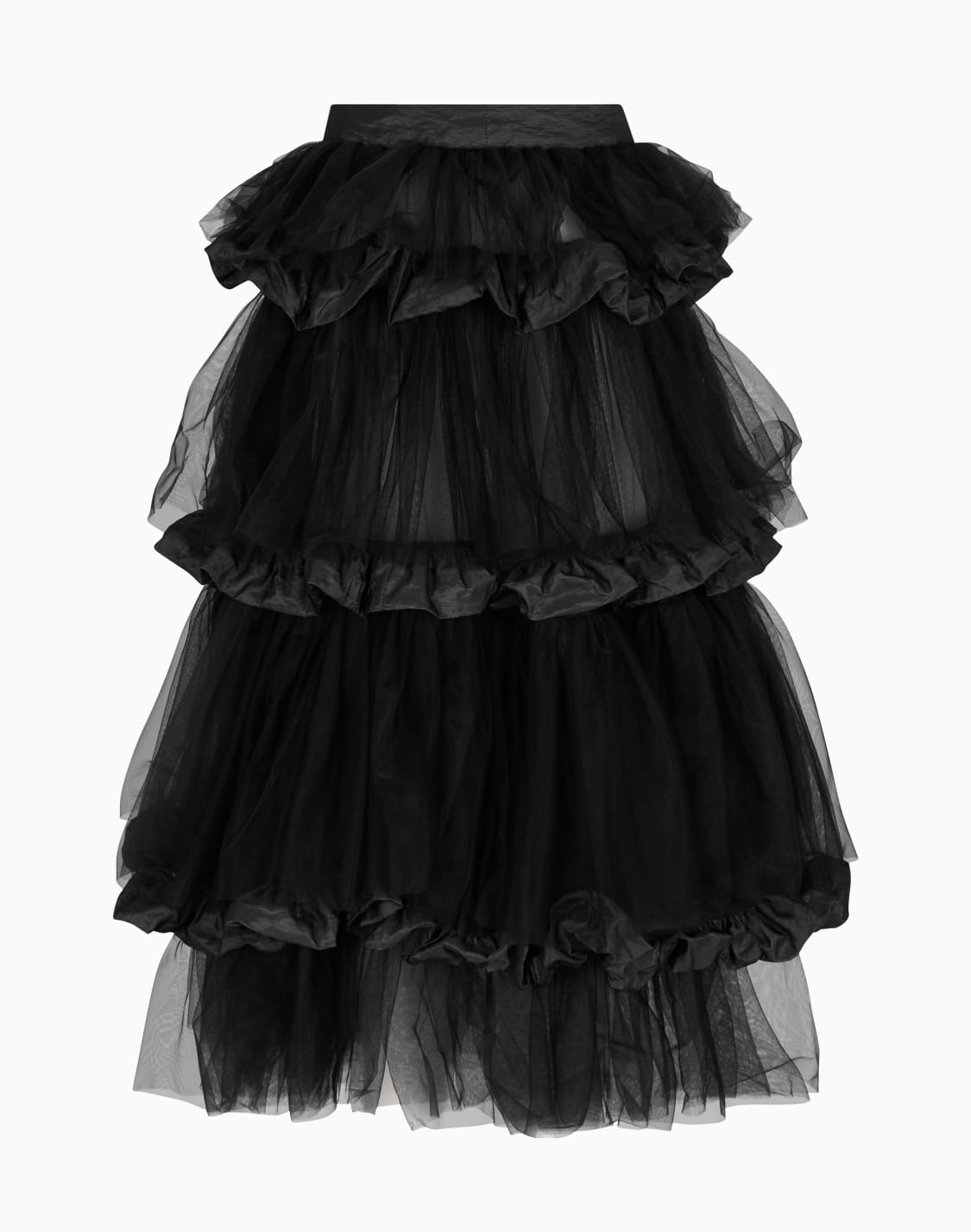 skirt-with-ruffles-in-tulle-and-crinkle-effect-memory-fabric-black--emporio-armani