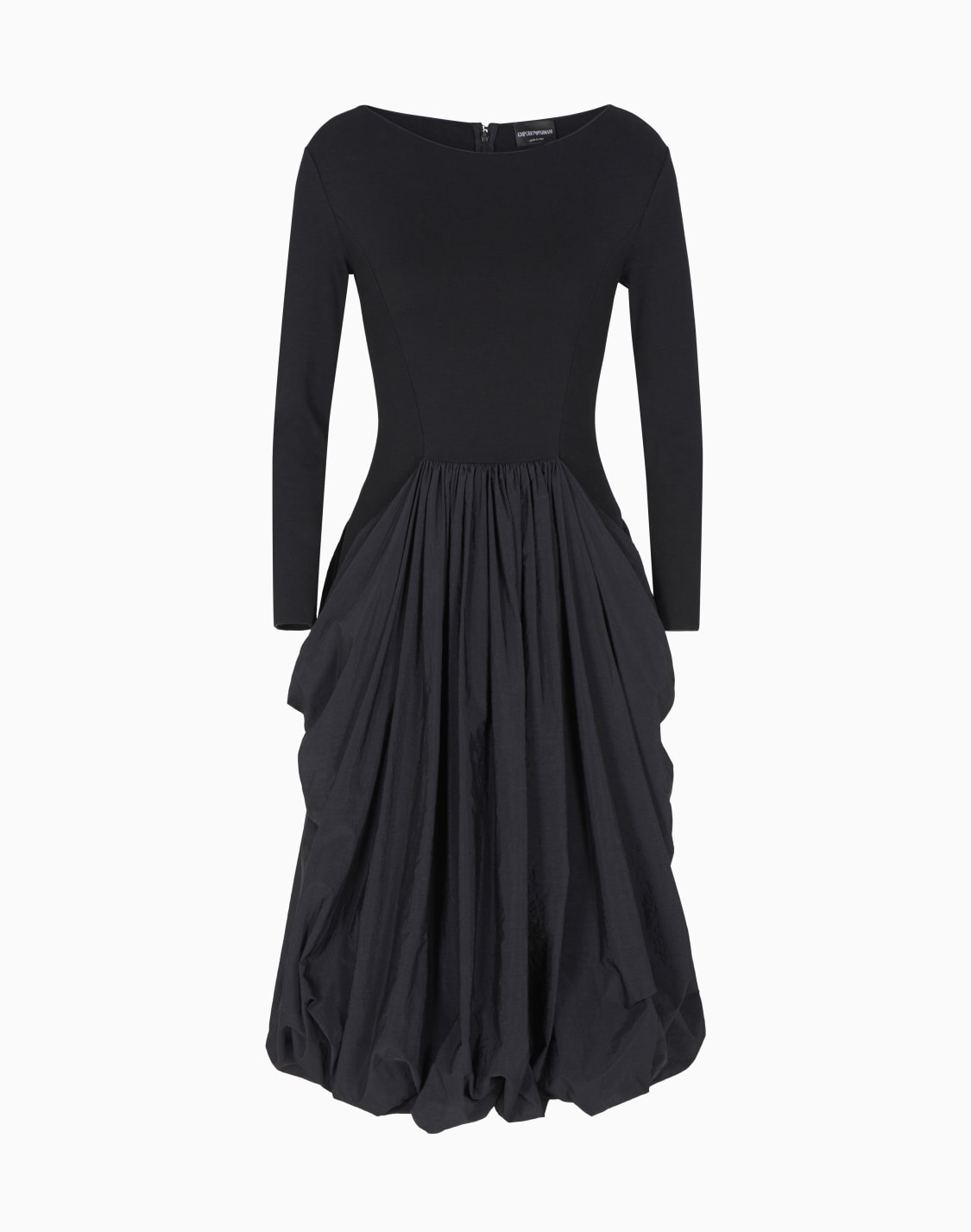 stretch-milano-stitch-dress-with-taffeta-skirt-black--emporio-armani