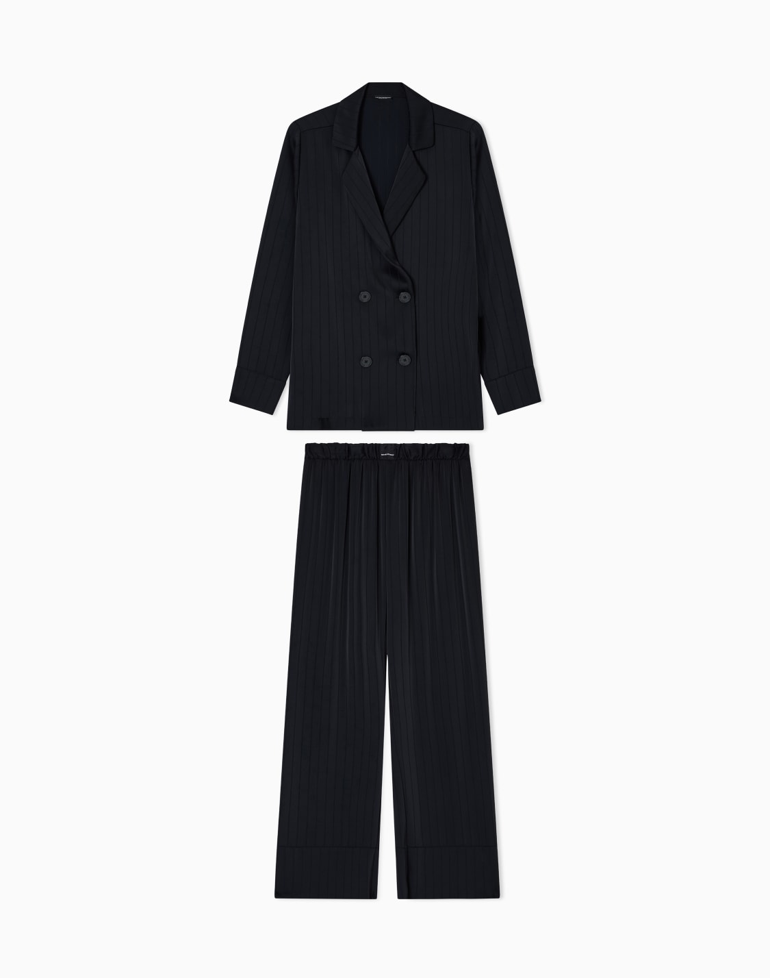 パジャマ-サテン-モノクロストライプモチフ-ブラック--emporio-armani
