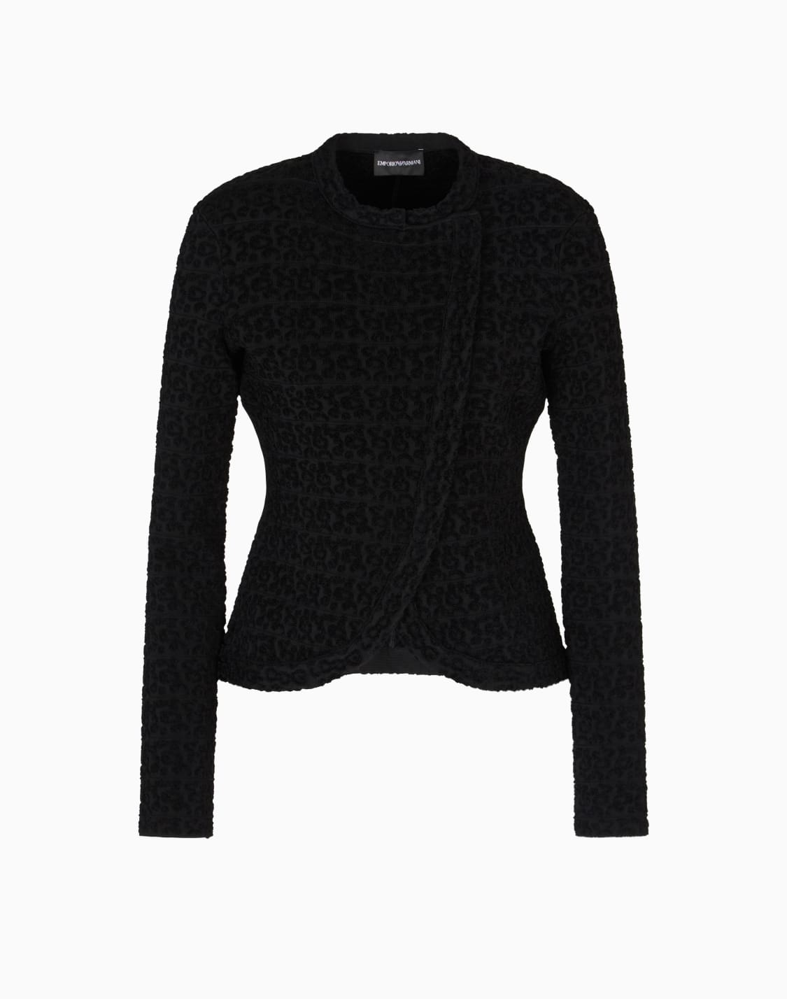 veste-fermeture-dcentre-en-jacquard-de-viscose-motif-abstrait-noir--emporio-armani