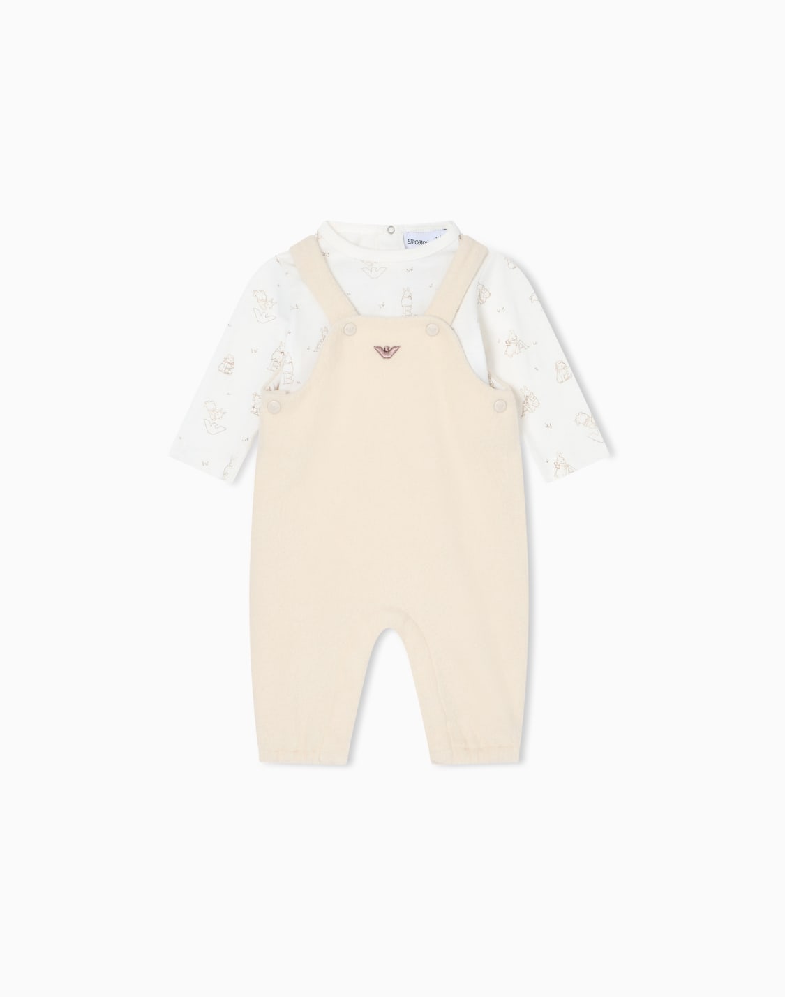 funny-winter-bodysuit-and-dungaree-set-in-soft-bear-fabric-beige--emporio-armani