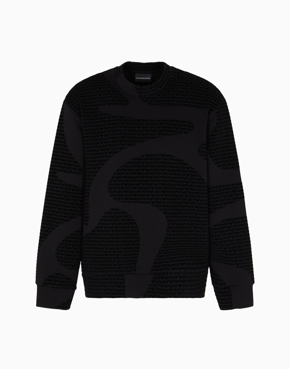 asv-スウェットシャツ-リヨセル混紡ジャジ-オルオバフロックロゴ-ブラック--emporio-armani