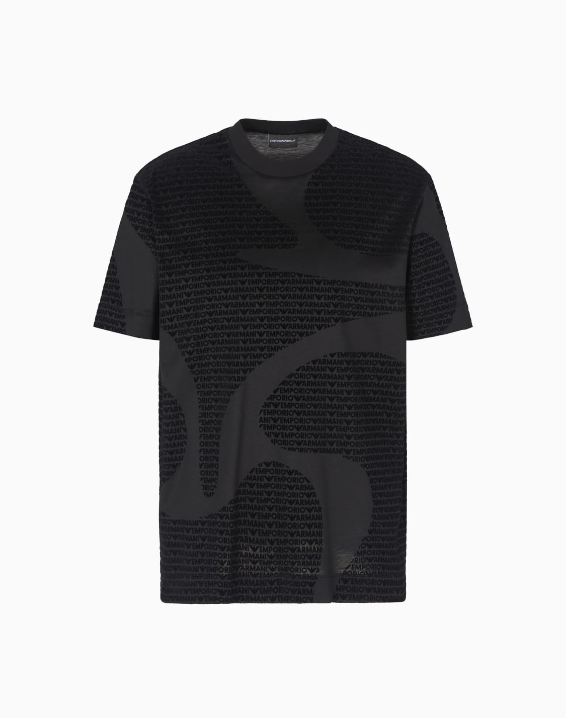 asv-tシャツ-リヨセル混紡ジャジ-オルオバフロックロゴ-ブラック--emporio-armani