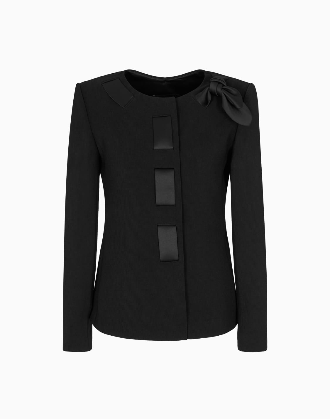 jacket-with-a-bark-effect-fluid-crpe-ribbon-detail-black--emporio-armani