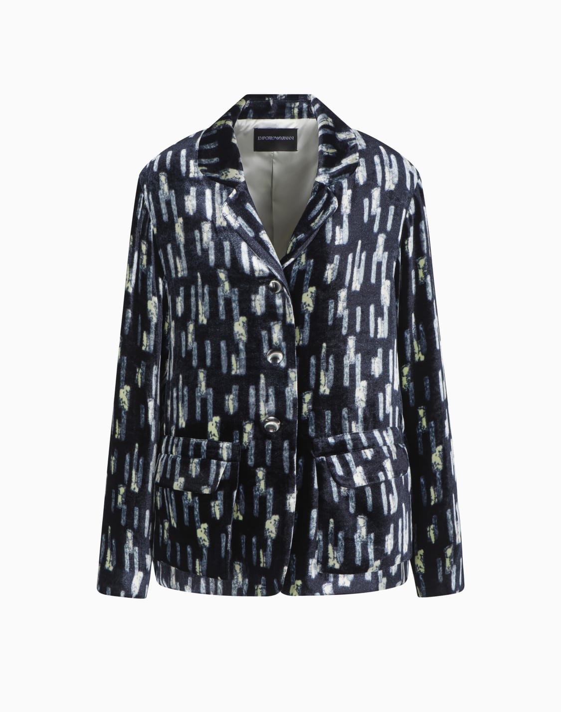 シングルブレストジャケット-ベルベット-プリント-ネイビブル--emporio-armani