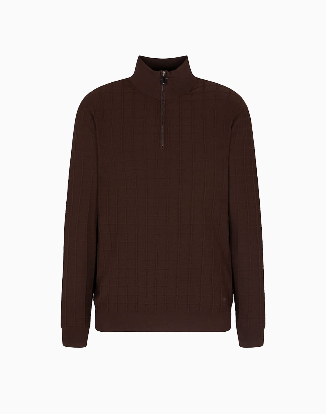asv-モックネックセタ-チェックニット-ブラウン--emporio-armani