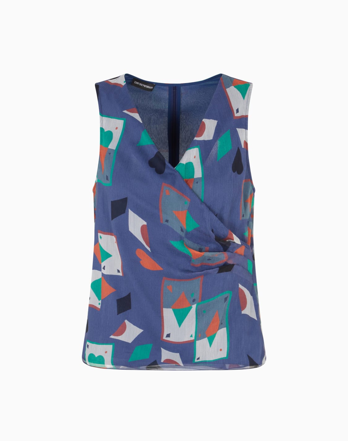 jeu-de-cartes-silk-crpon-top-with-draping-navy-blue--emporio-armani