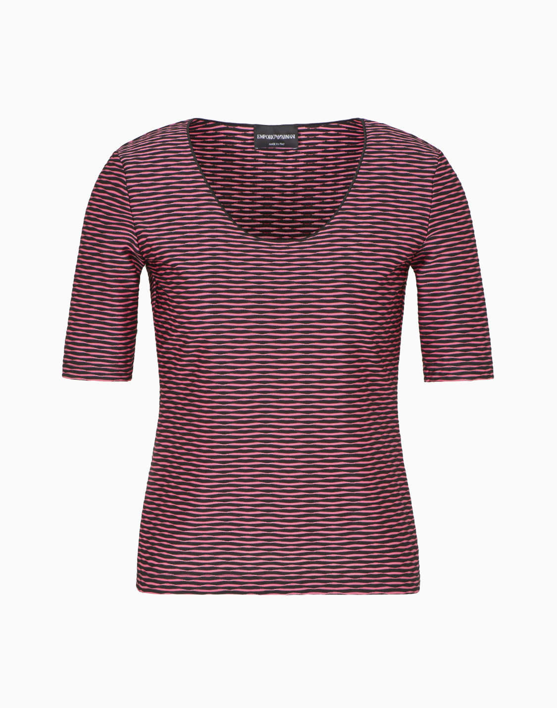 short-sleeved-jumper-in-two-tone-jacquard-jersey-black--emporio-armani