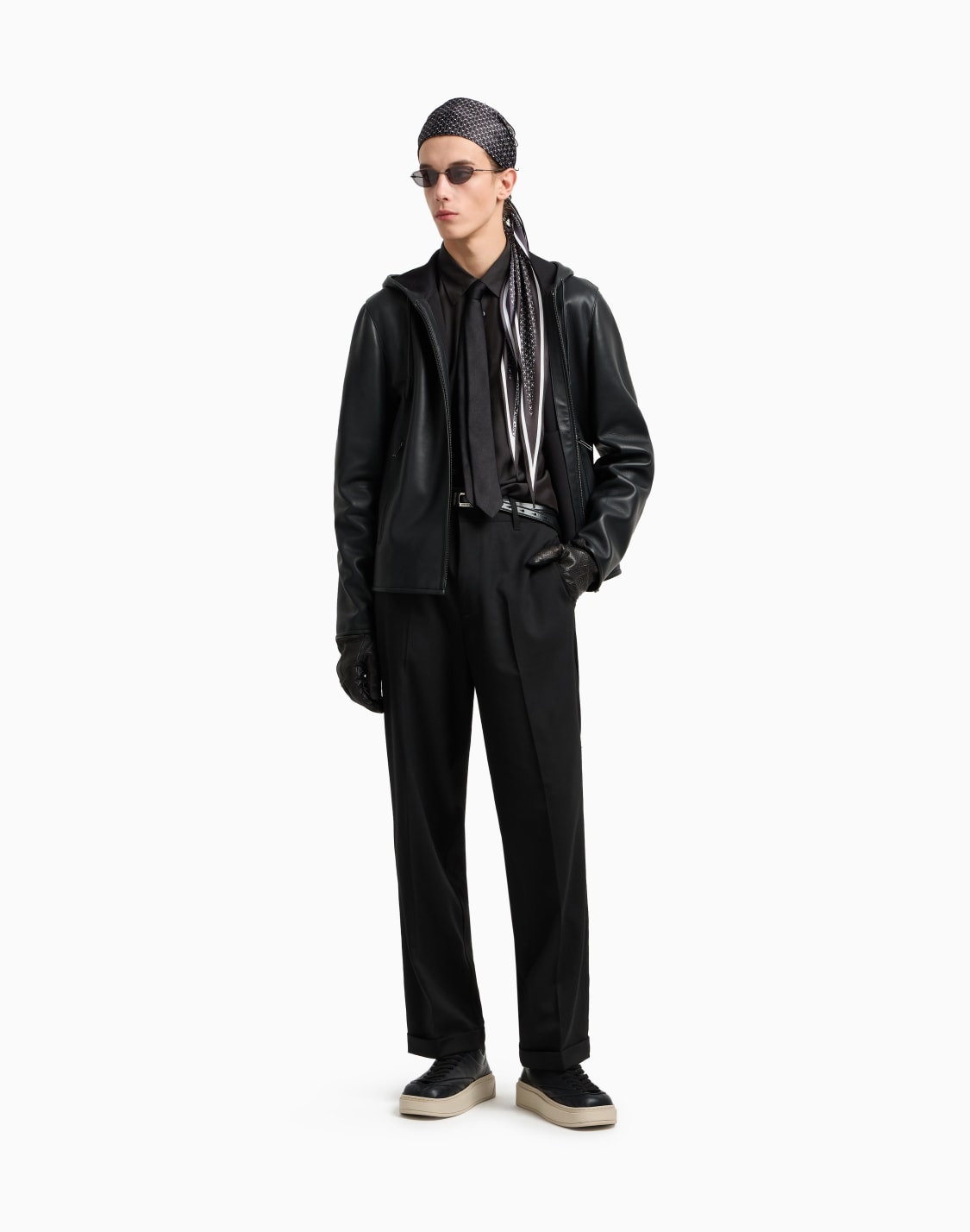 シャツ-シルクモダル混紡-ブラック--emporio-armani