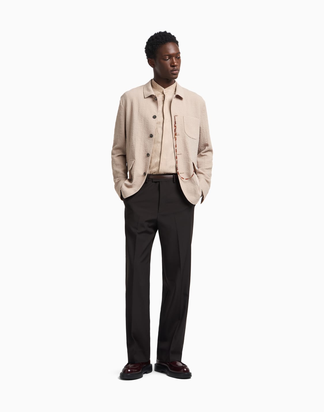 테크니컬-시어서커-패브릭-셔츠-재킷-브라운--emporio-armani