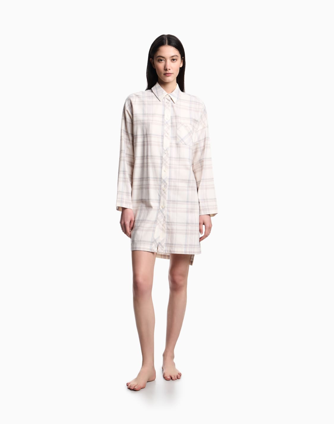 nightdress-with-check-motif-beige--emporio-armani