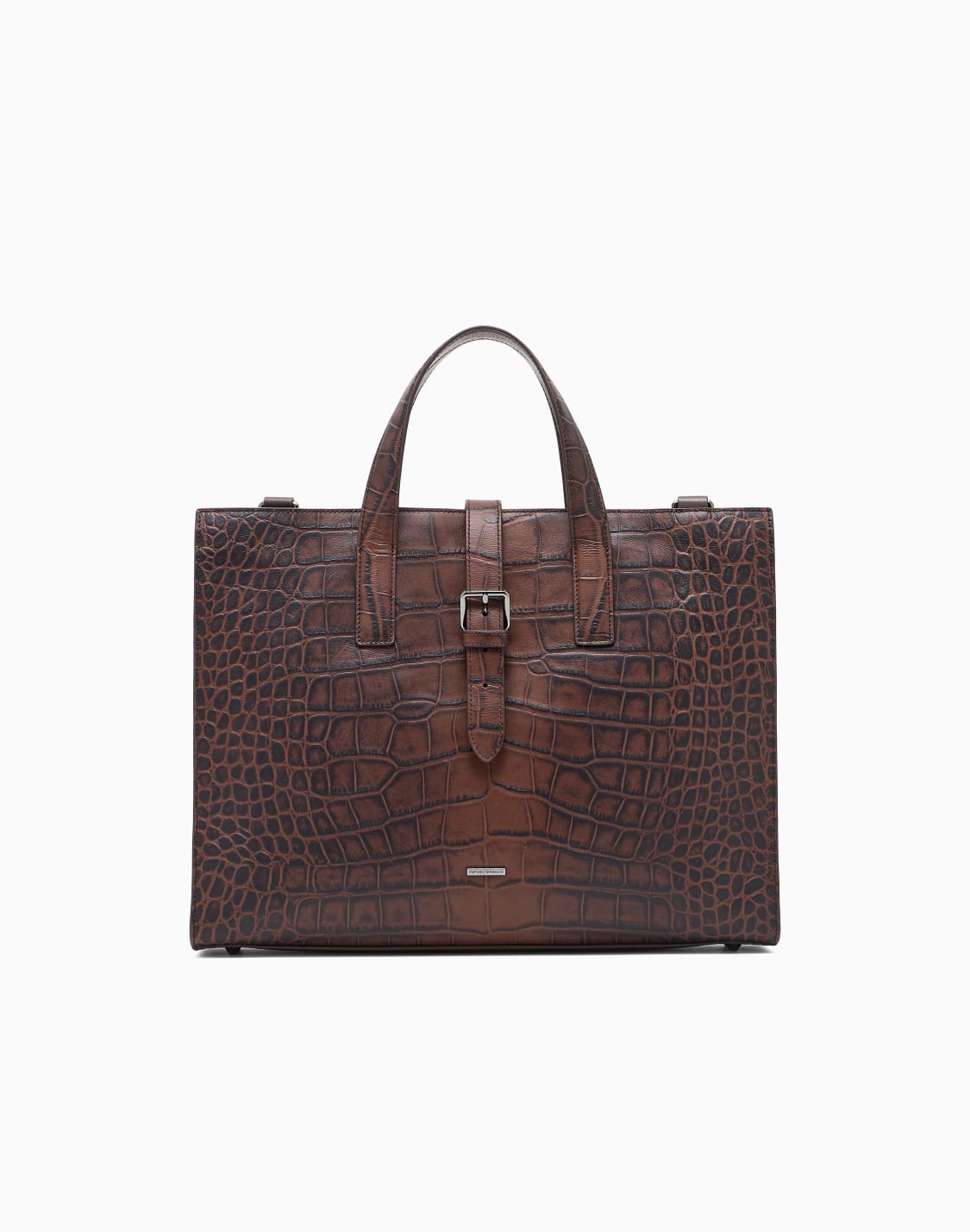 businesstasche-aus-leder-mit-kroko-print-braun--emporio-armani