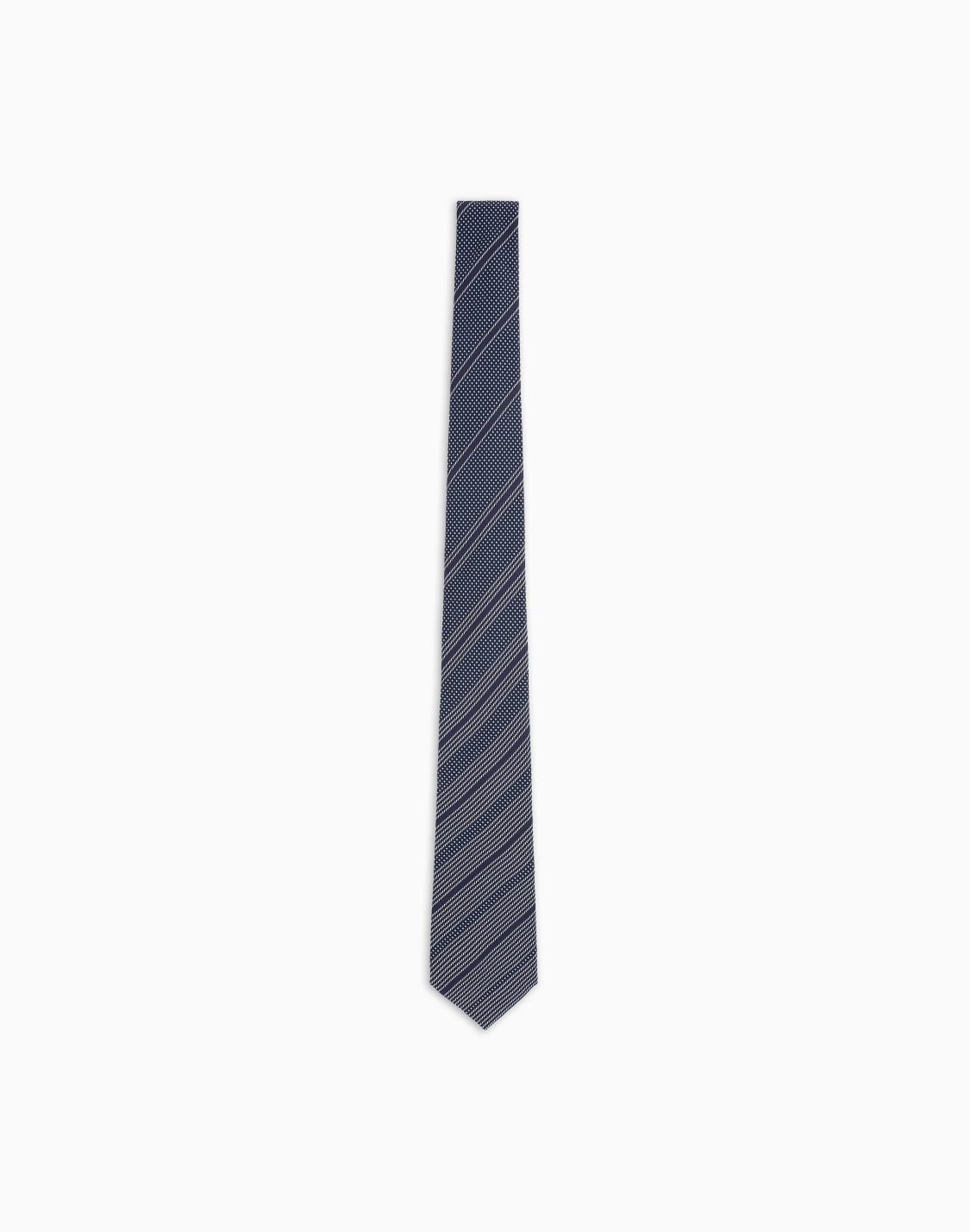 ネクタイ-ピュアシルク-ジャカドミックスパタン-ネイビブル--emporio-armani