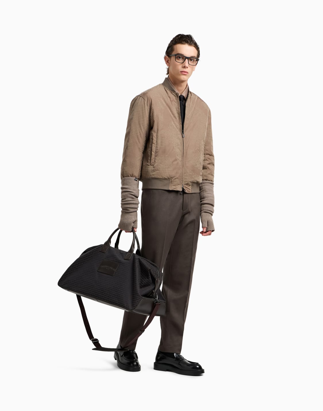 リバシブルブルゾン-ナイロン-フロックロゴレタリング-ベジュ--emporio-armani