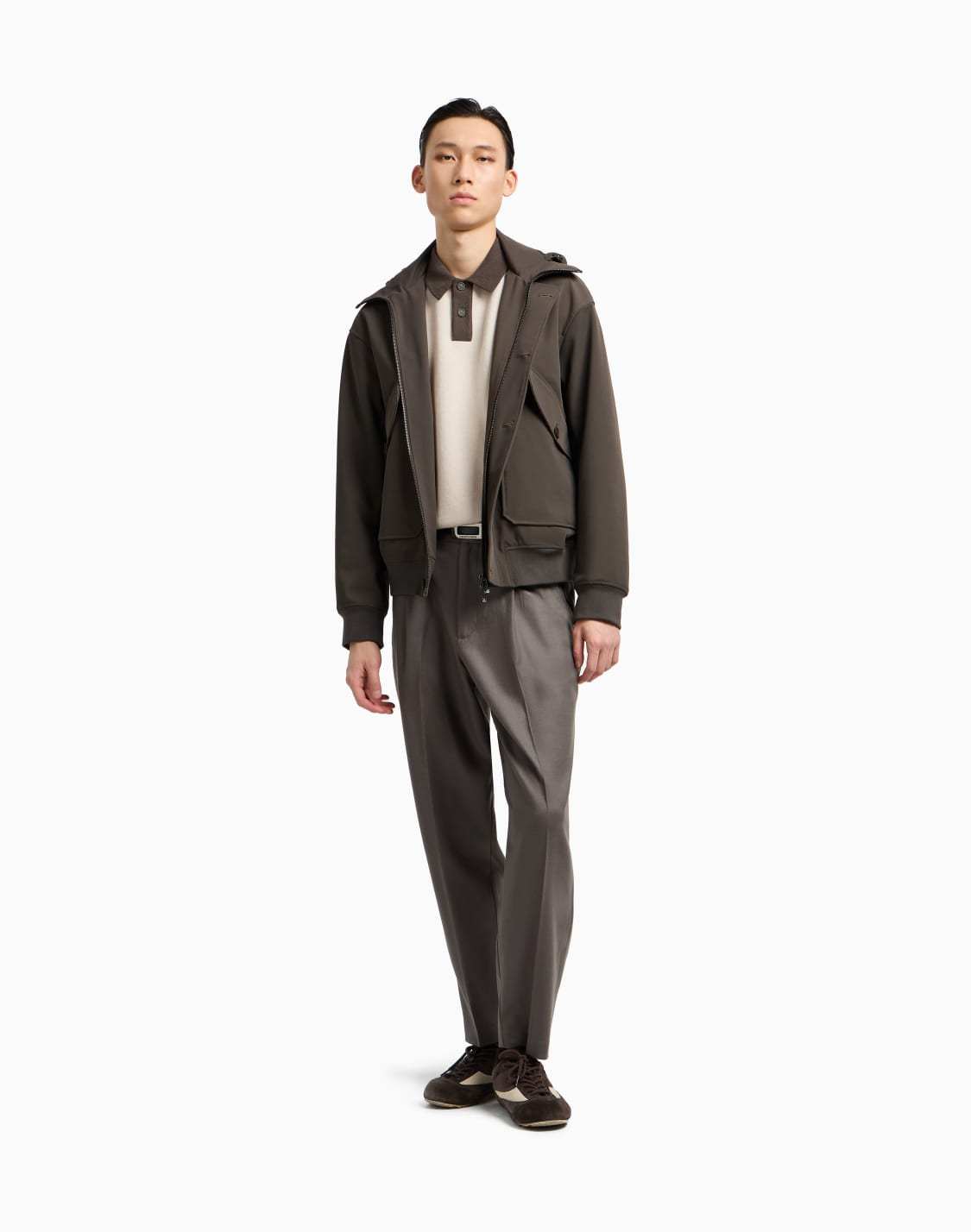 blouson-entirement-zipp-en-serg-de-nylon-avec-ceinture-vert--emporio-armani