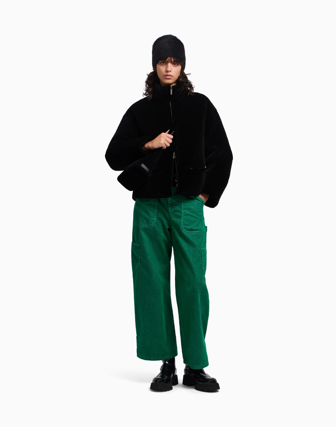 jacke-mit-durchgehendem-reiverschluss-mit-waffel-effekt-schwarz--emporio-armani