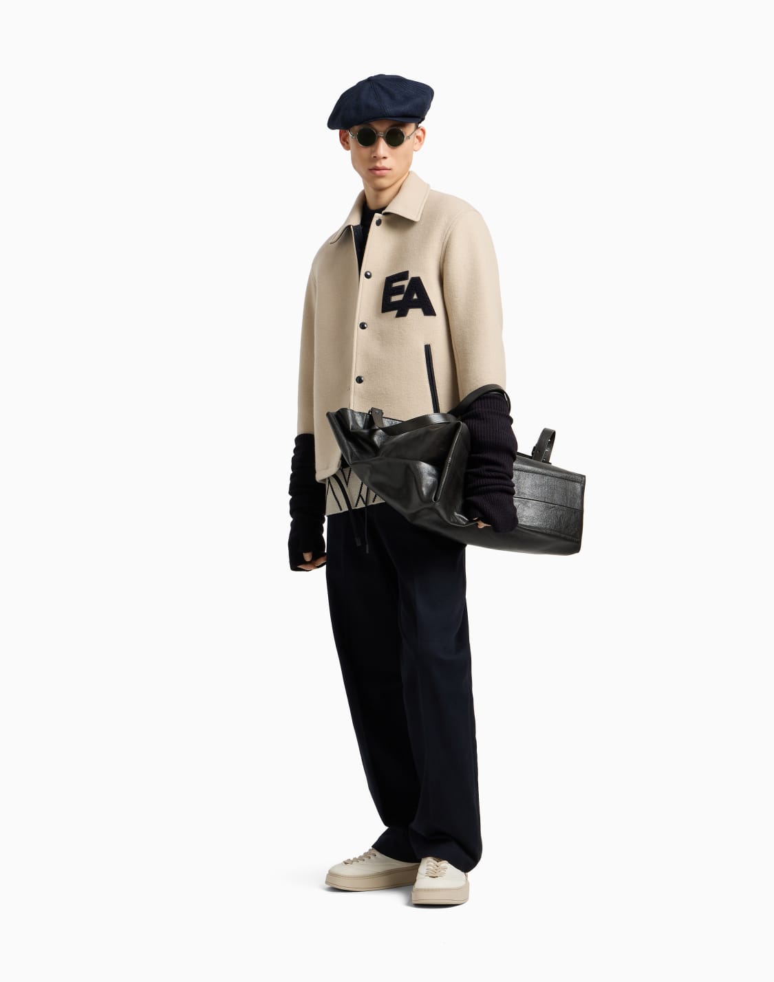 ブルゾン-ウルクロス-スナップボタンオバサイズeaパッチ-ベジュ--emporio-armani