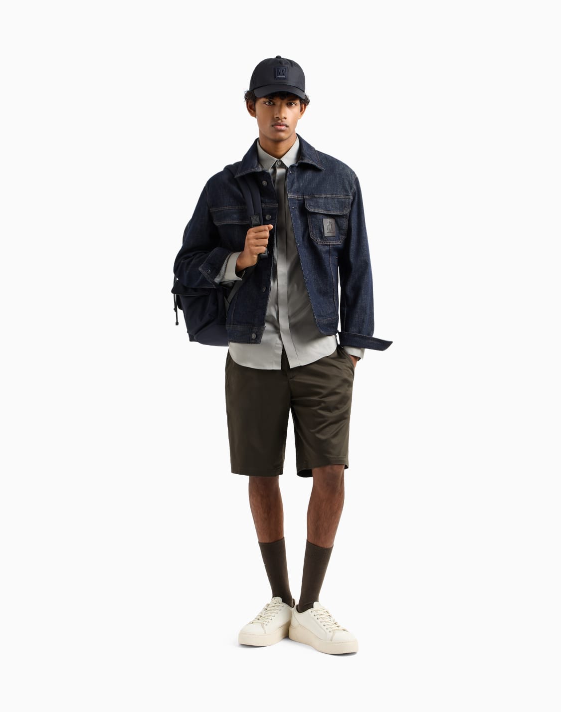 bermuda-shorts-in-satin-stretch-fabric-green--armani-exchange