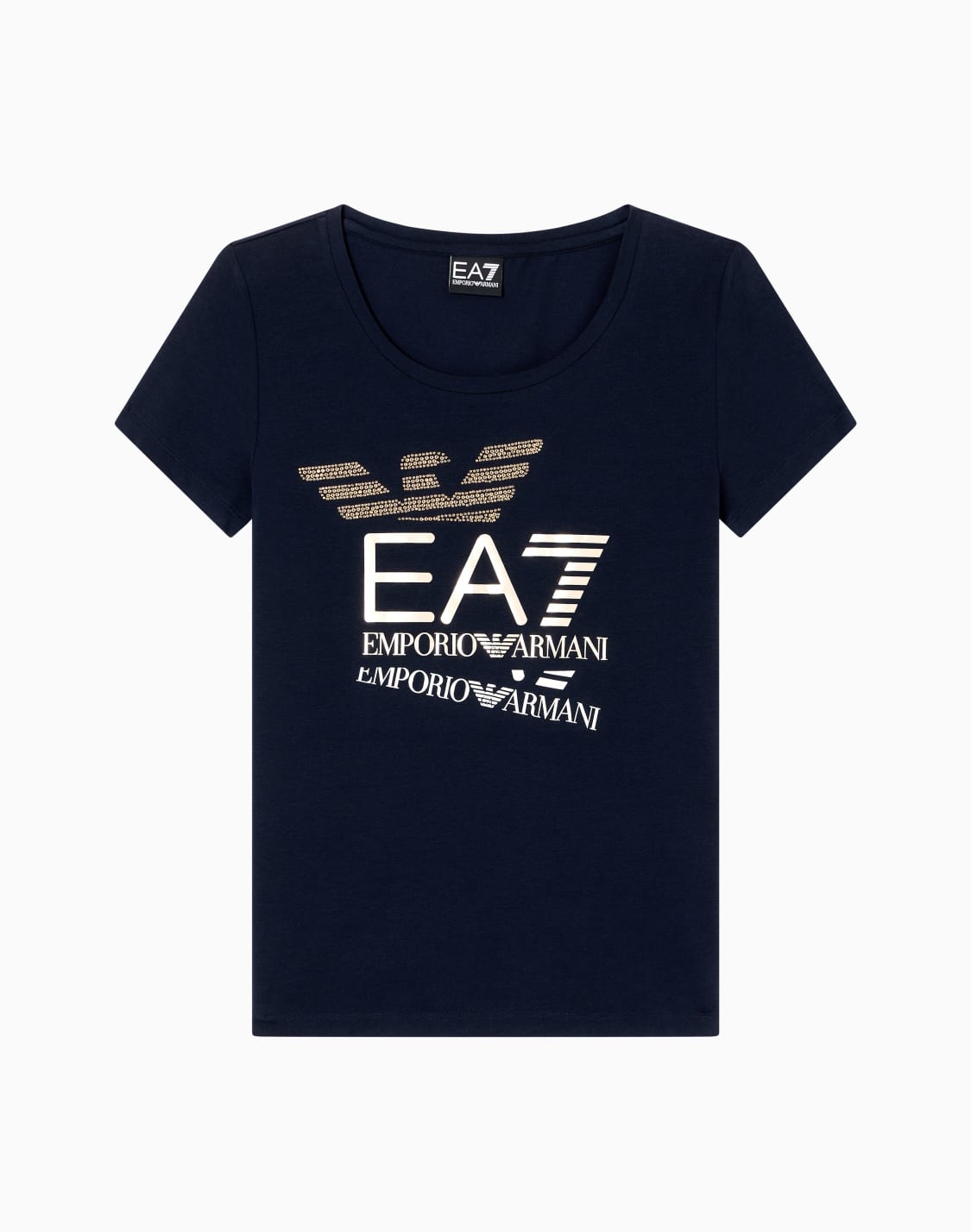 logo-series-クルネックtシャツ-ストレッチコットン-プリント-ネイビブル--ea7