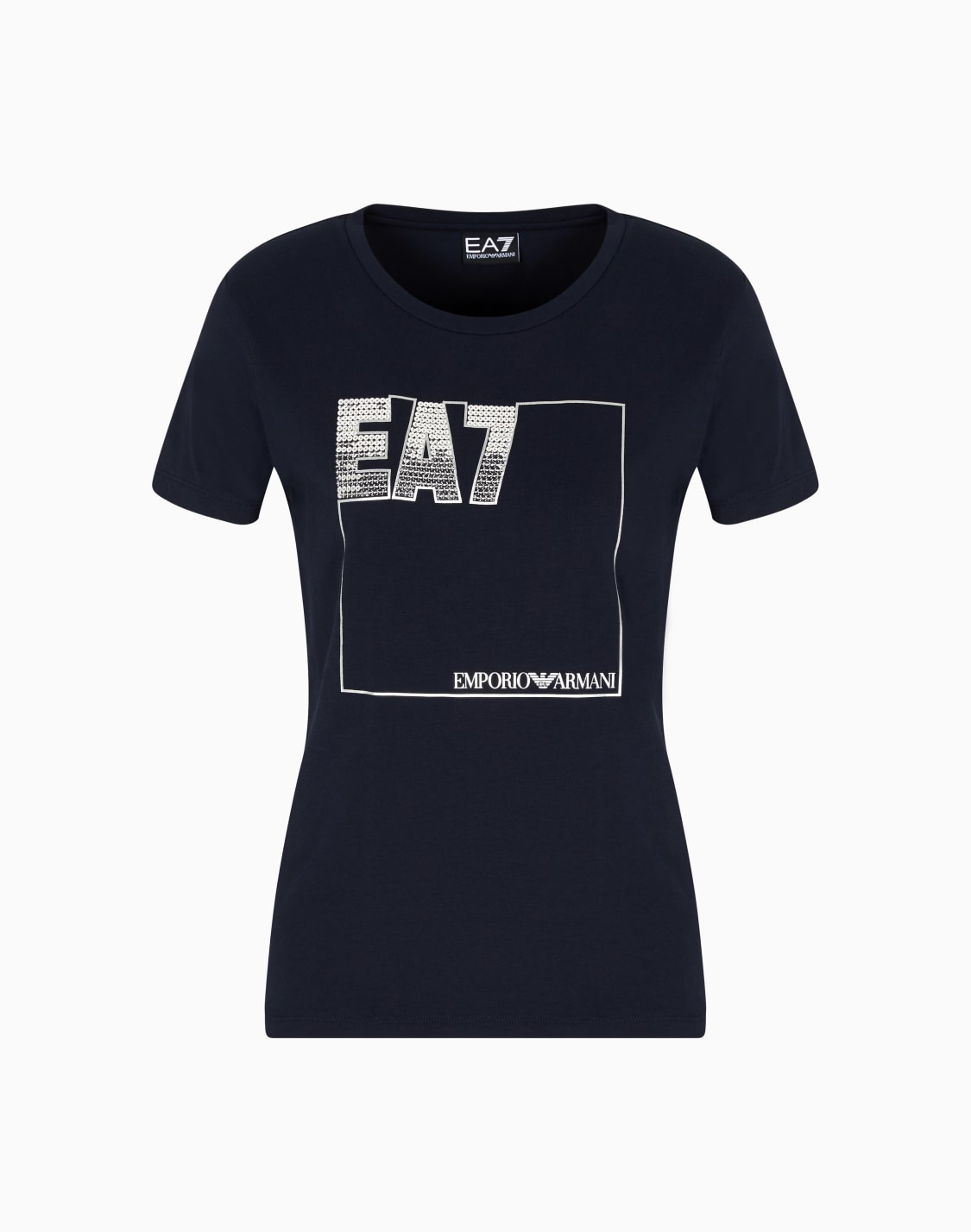 logo-series-クルネックtシャツ-ストレッチコットン-ネイビブル--ea7