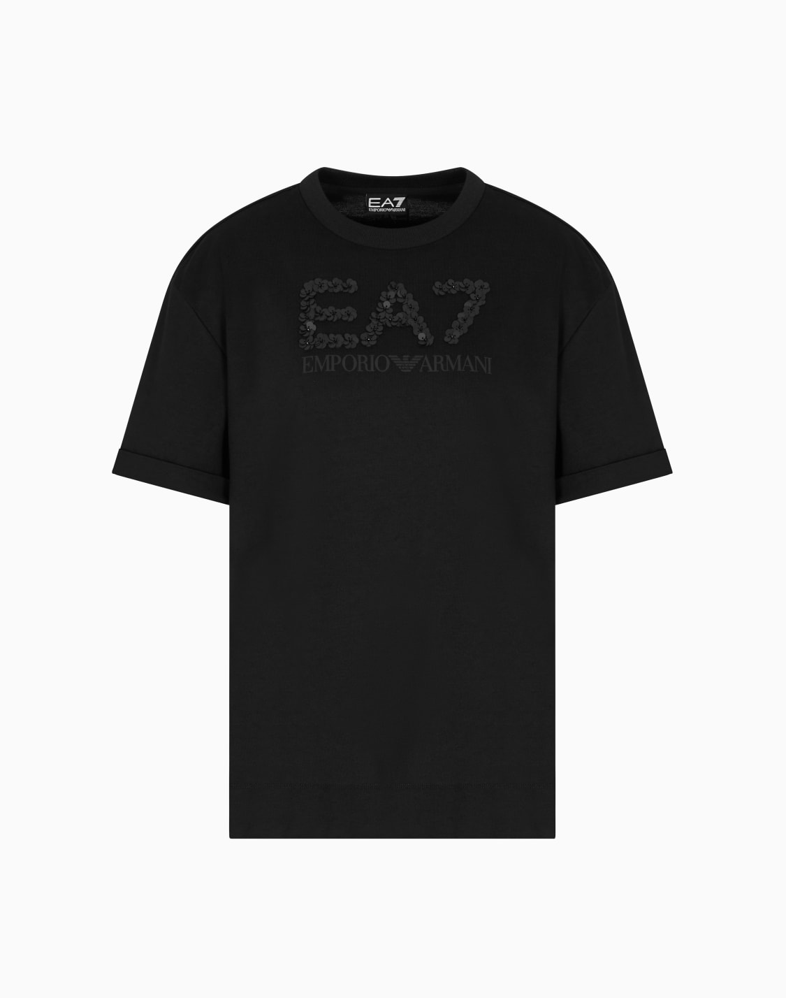 camiseta-logo-series-de-cuello-redondo-de-punto-de-algodn-con-lentejuelas-negro--ea7