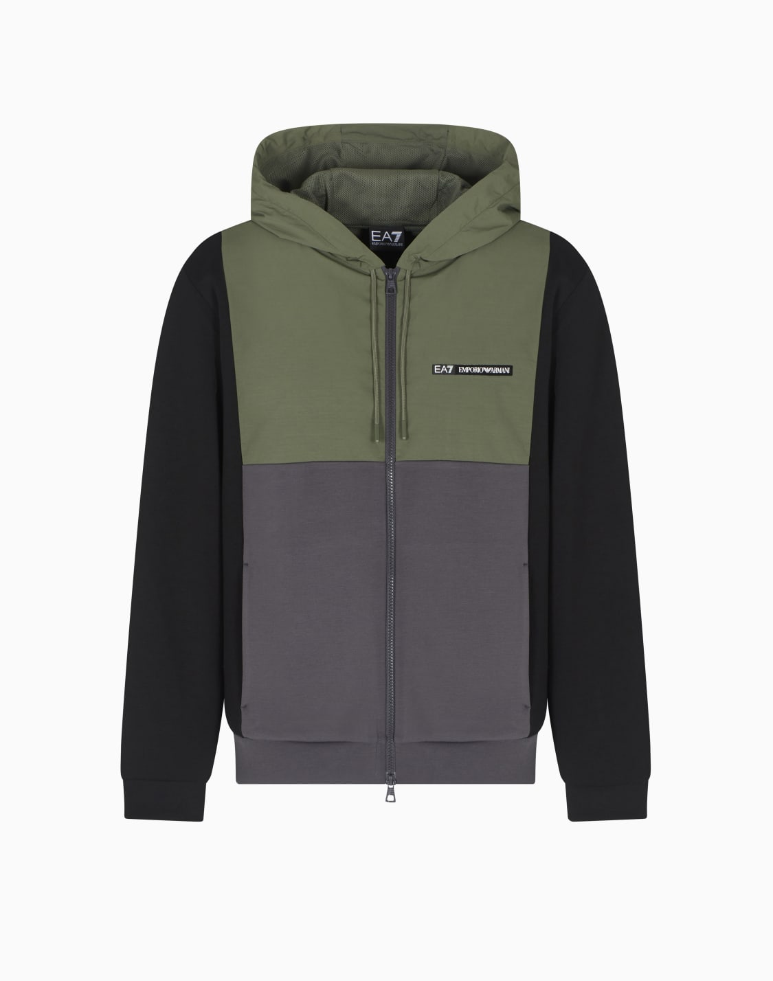 athletic-colour-block-hooded-sweatshirt-in-nylon-and-viscose-blend-green--ea7