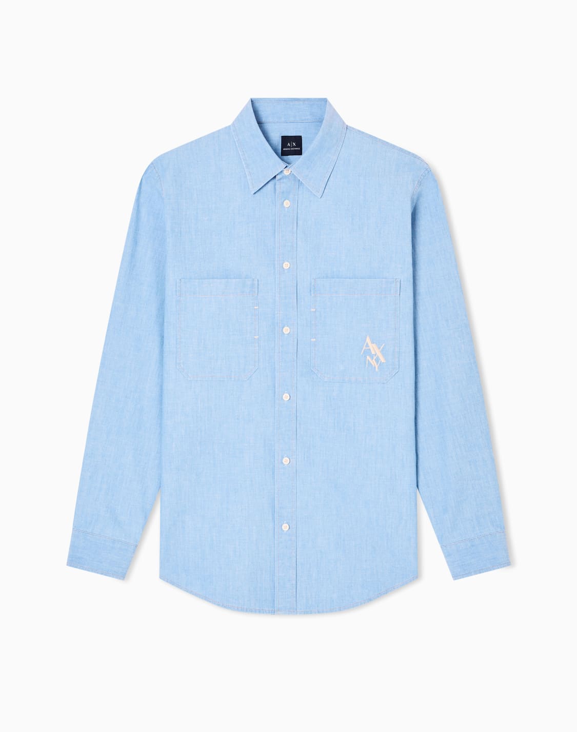 camisa-de-cambray-de-corte-regular-azul--armani-exchange