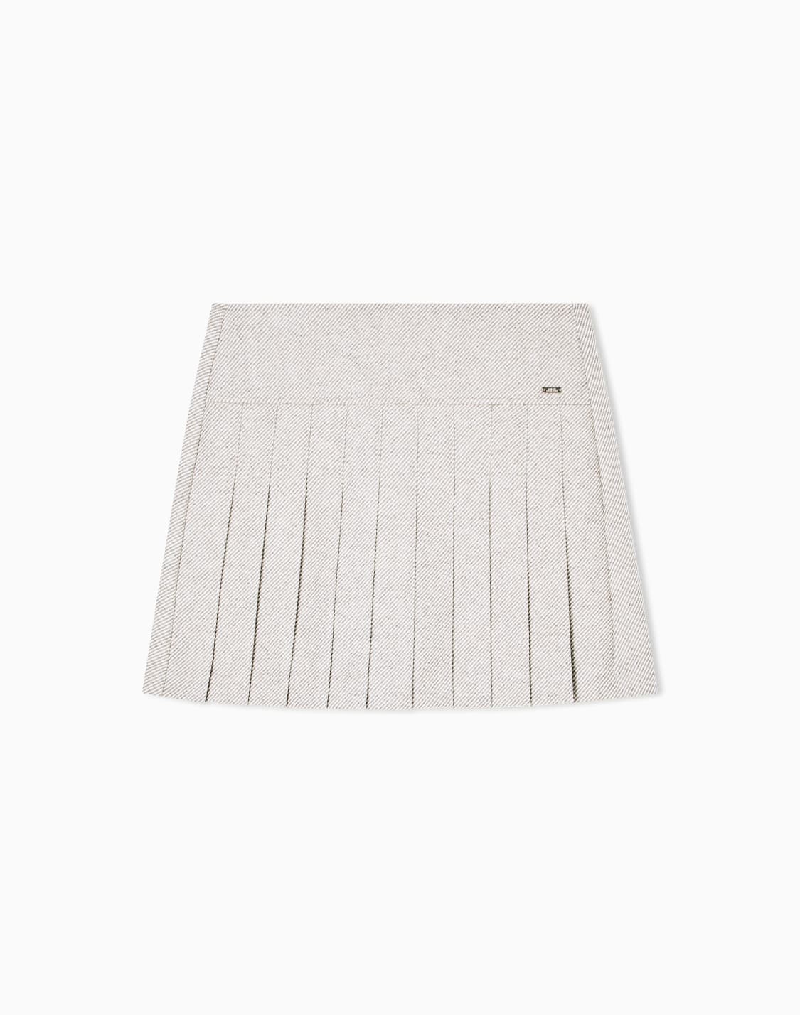 pleated-miniskirt-in-herringbone-fabric-beige--armani-exchange