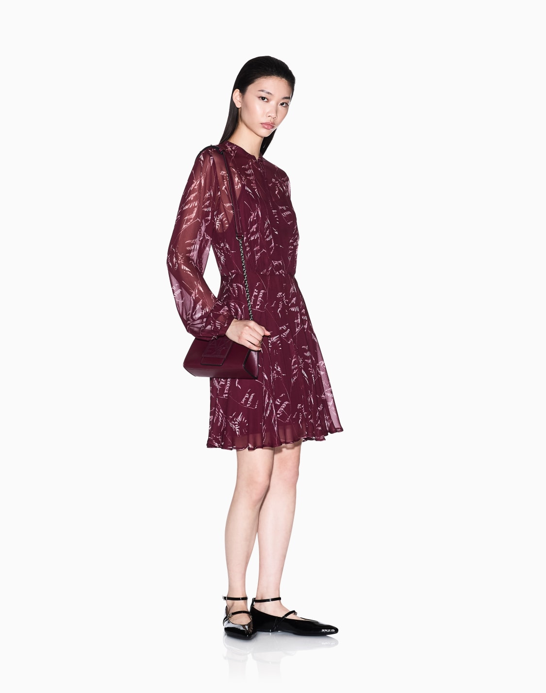 chiffon-midikleid-mit-bltterprint-gemustert--armani-exchange