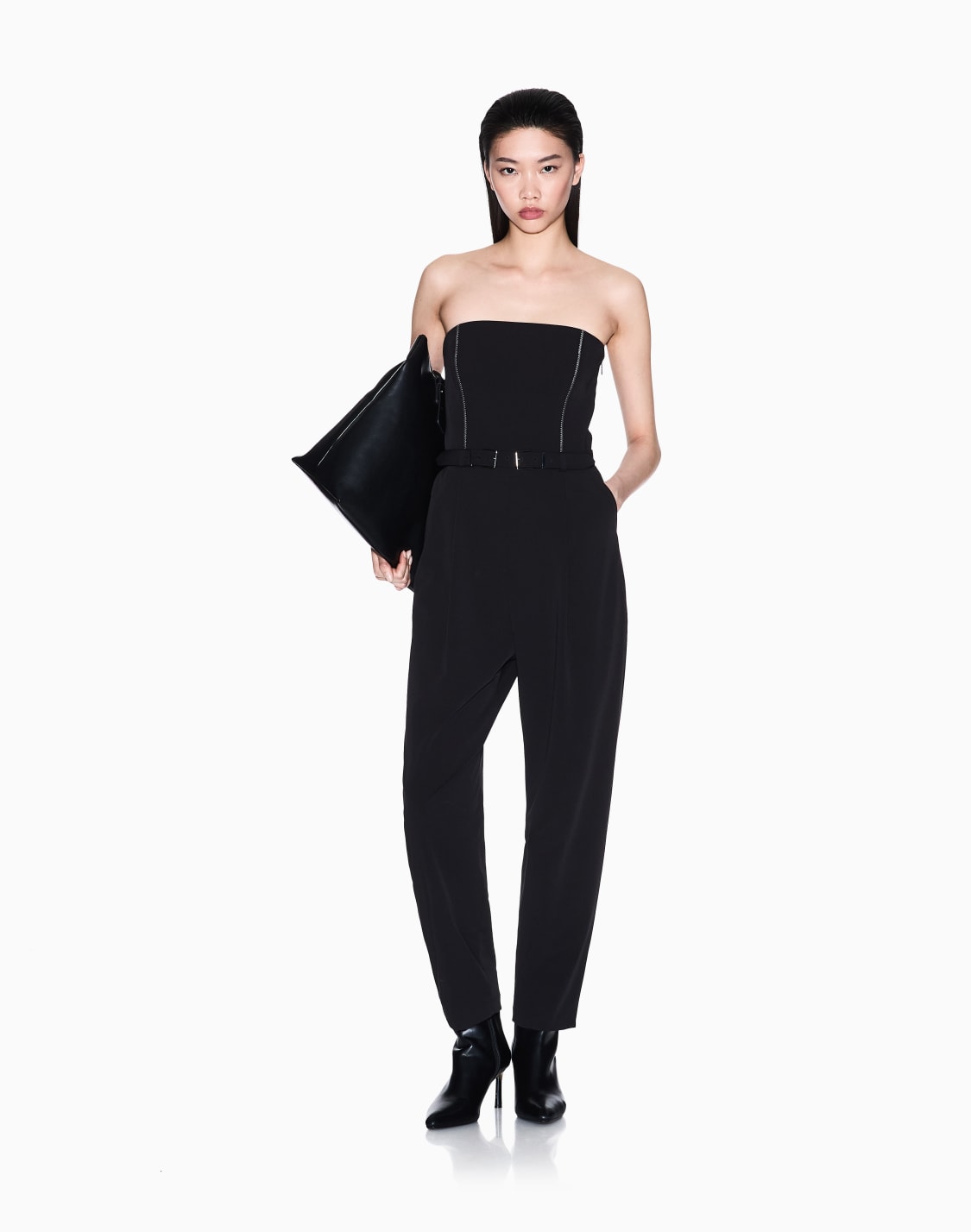 mono-con-pliegues-y-cinturn-negro--armani-exchange