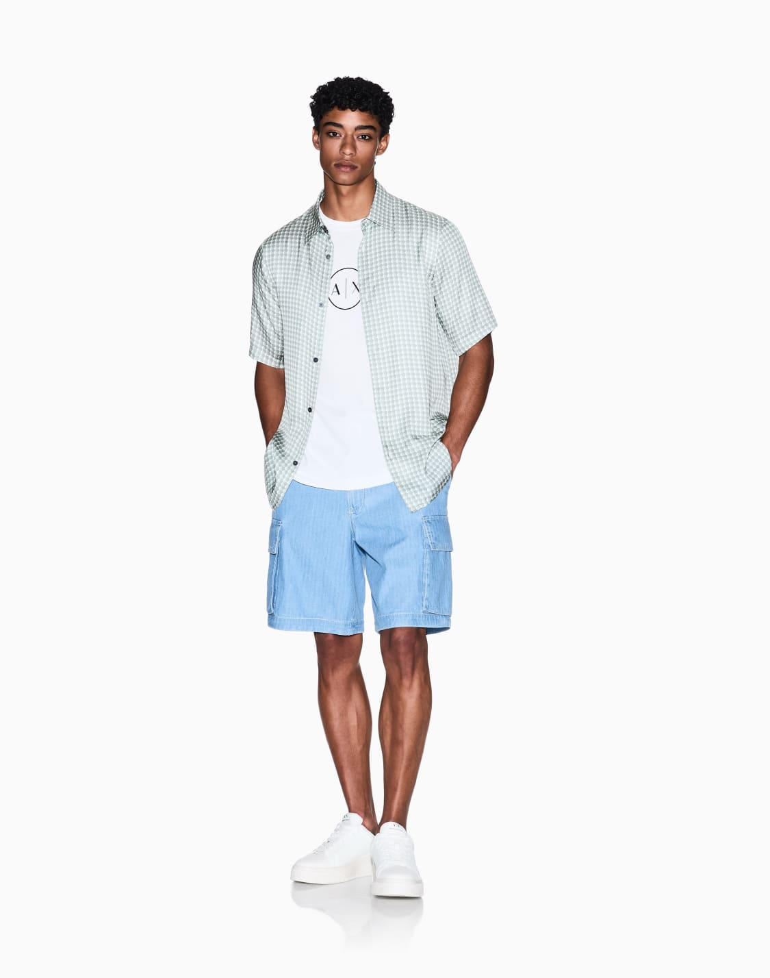 패턴이-들어간-반팔-셔츠-그린--armani-exchange