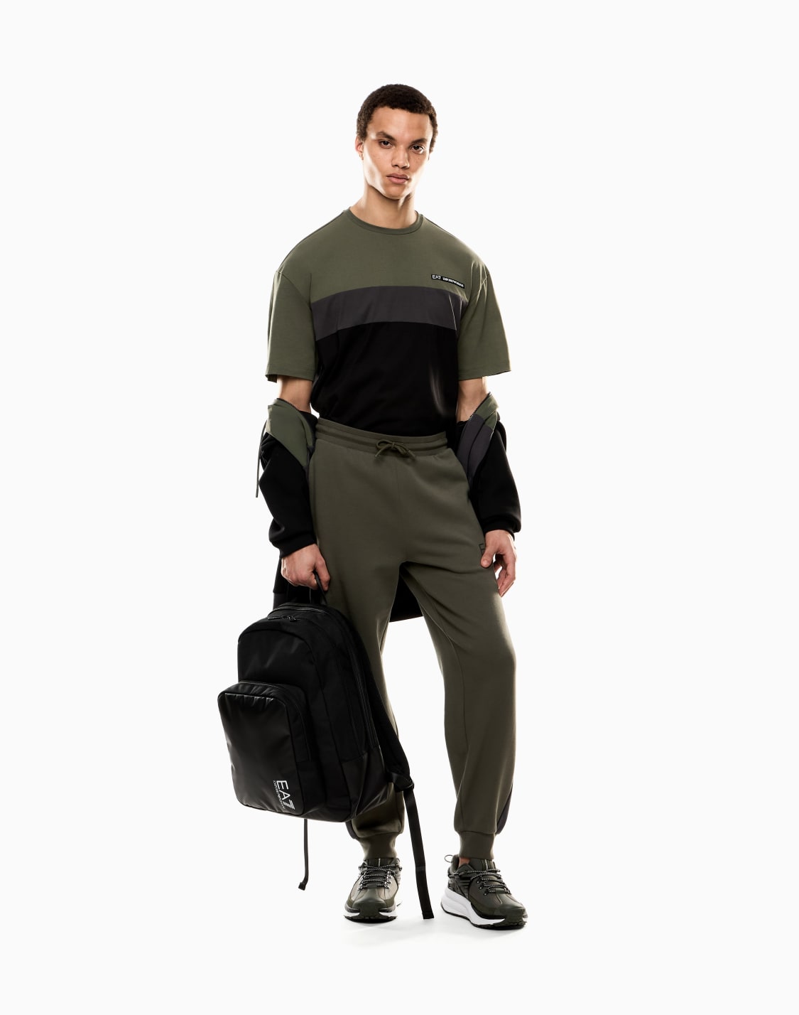 camiseta-de-cuello-redondo-de-mezcla-de-algodn-athletic-colour-block-verde--ea7