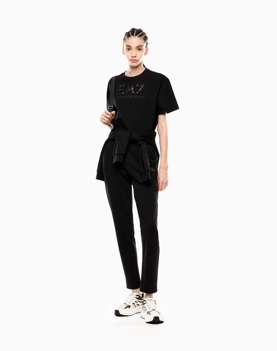 pantalones-logo-series-de-mezcla-de-algodn-negro--ea7