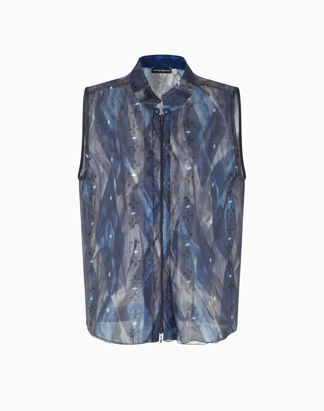 jeu-de-cartes-technical-organza-sleeveless-top-patterned--emporio-armani