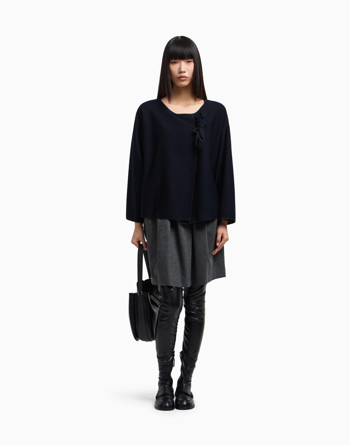 falda-plisada-de-franela-de-lana-icon-gris--emporio-armani