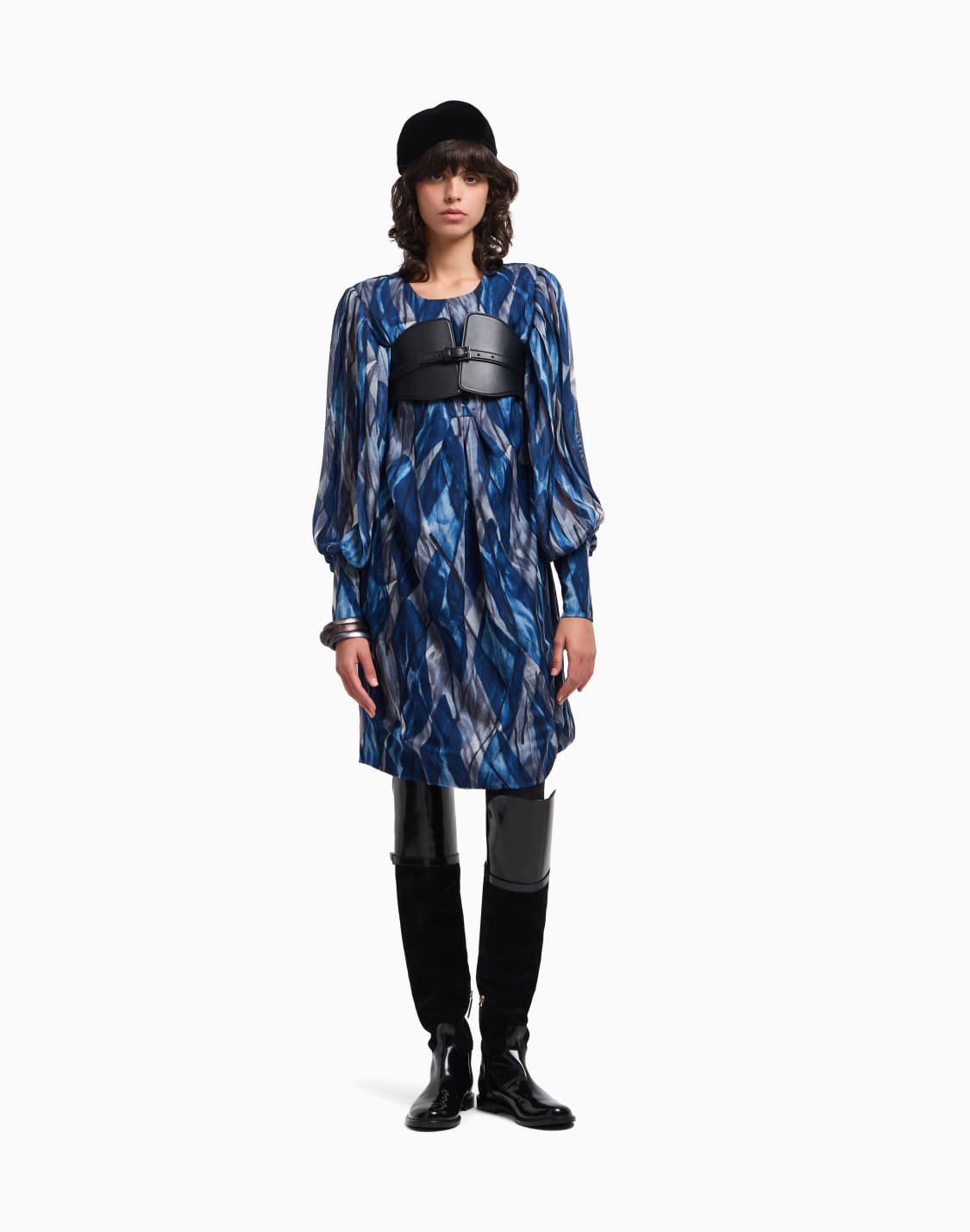 silk-chiffon-dress-with-abstract-all-over-print-patterned--emporio-armani