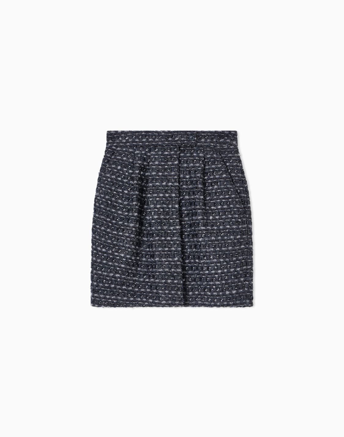 faltenrock-aus-lurex-tweed-aus-einem-wollgemisch-grau--emporio-armani