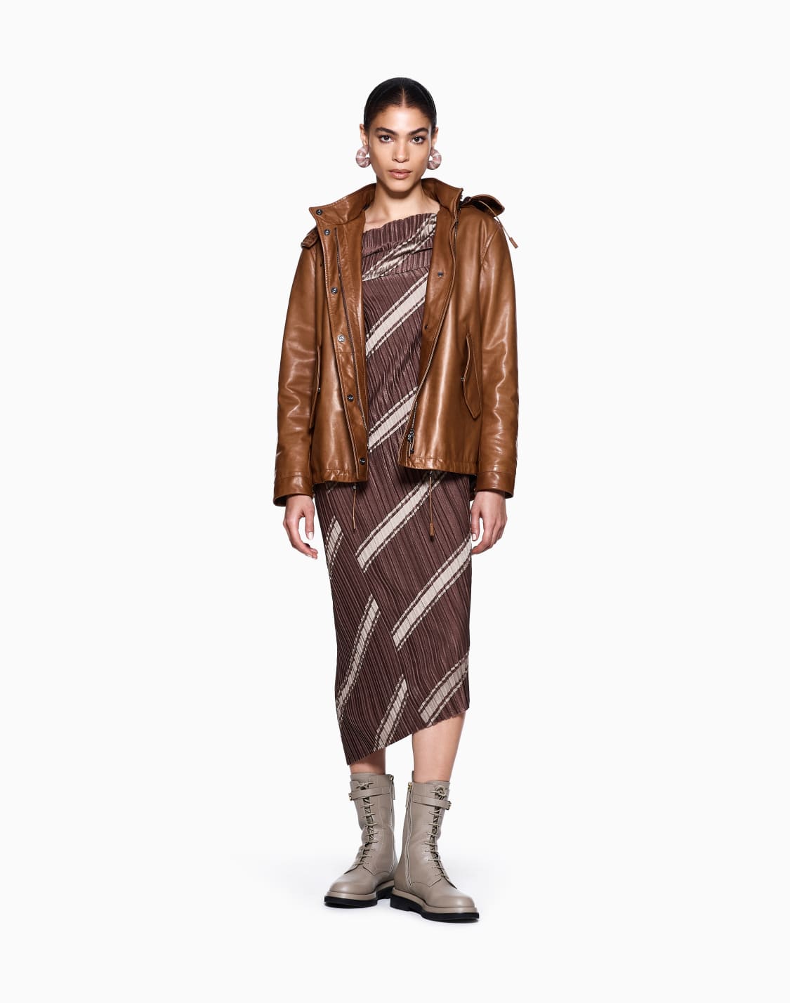 abito-longuette-in-jersey-bicolore-pliss-marrone--giorgio-armani