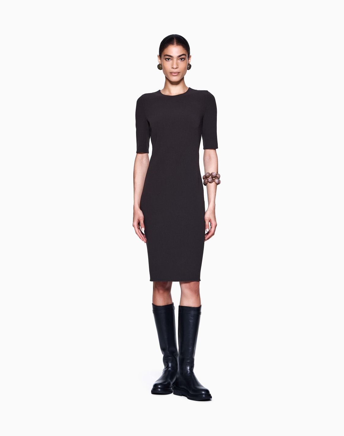 stretch-virgin-wool-tube-dress-brown--giorgio-armani