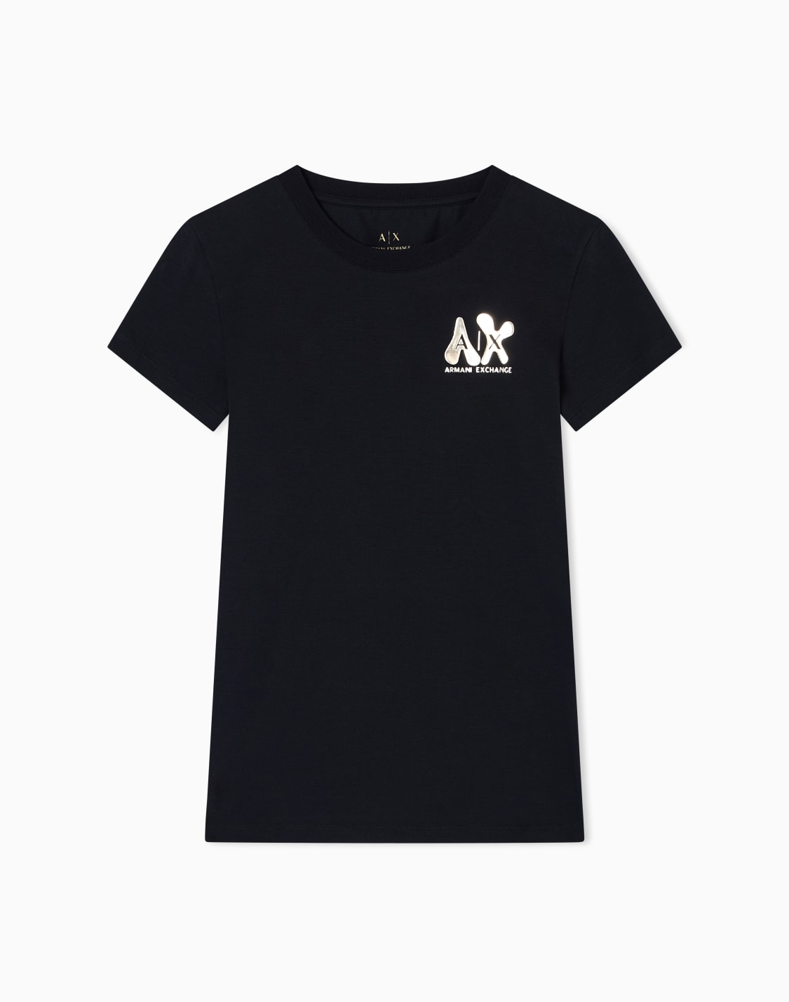 ゴルドロゴ-半袖クルネックtシャツ-ブラック--armani-exchange