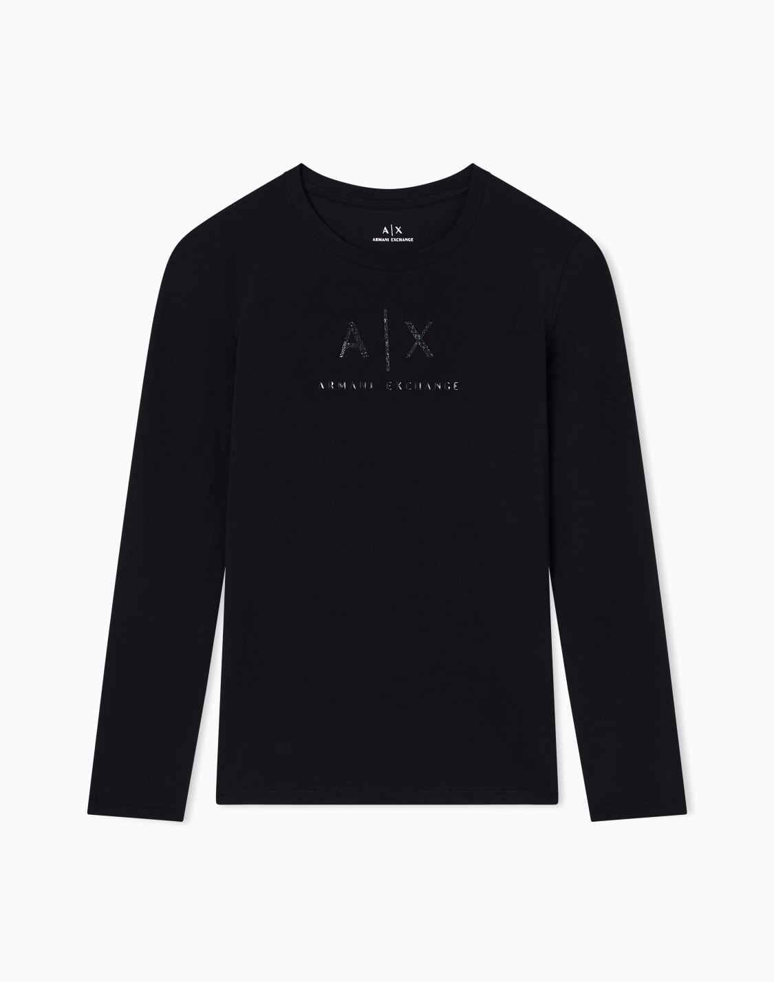 axロゴ-長袖クルネックtシャツ-ブラック--armani-exchange