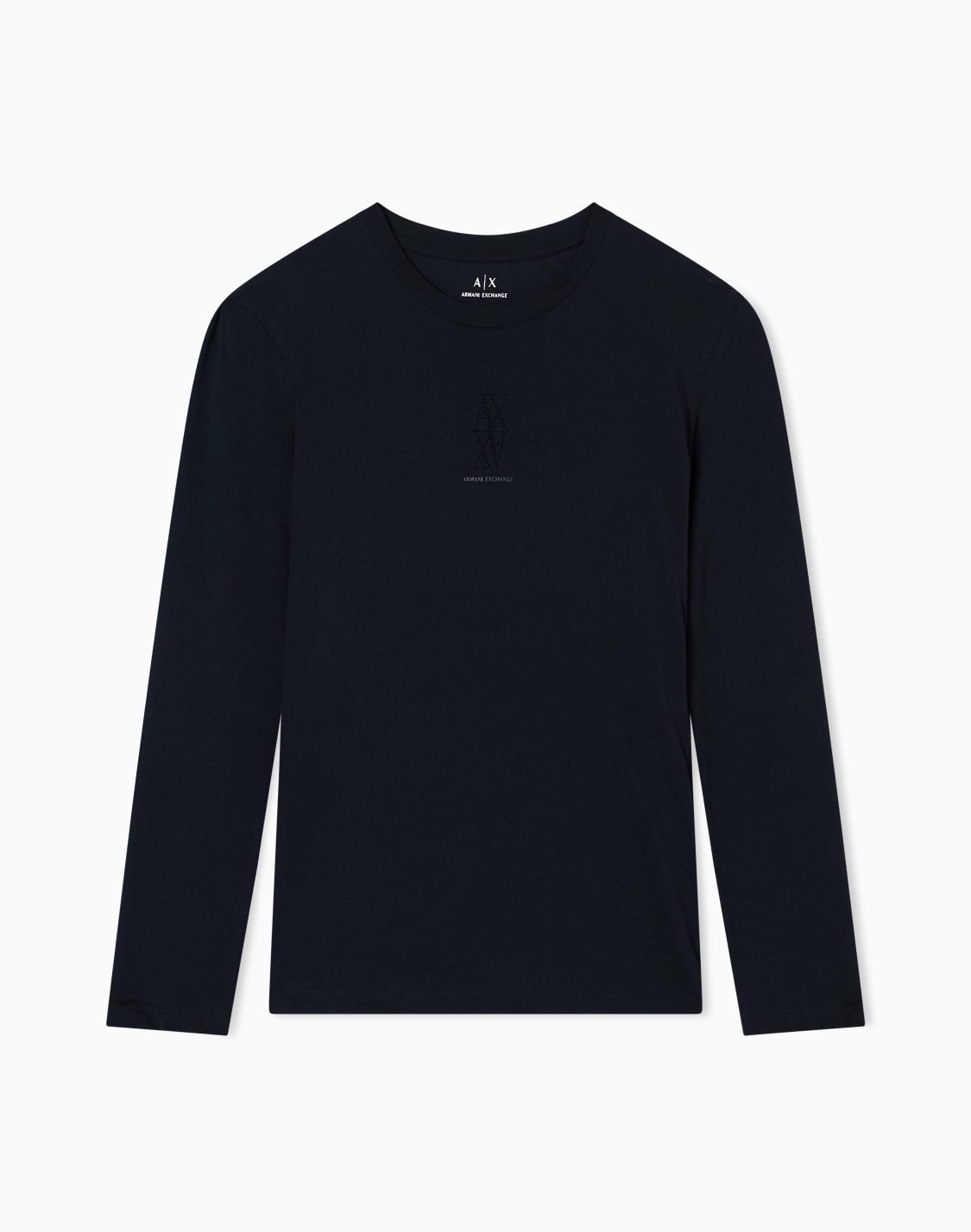 ストンロゴ-長袖クルネックtシャツ-ブラック--armani-exchange