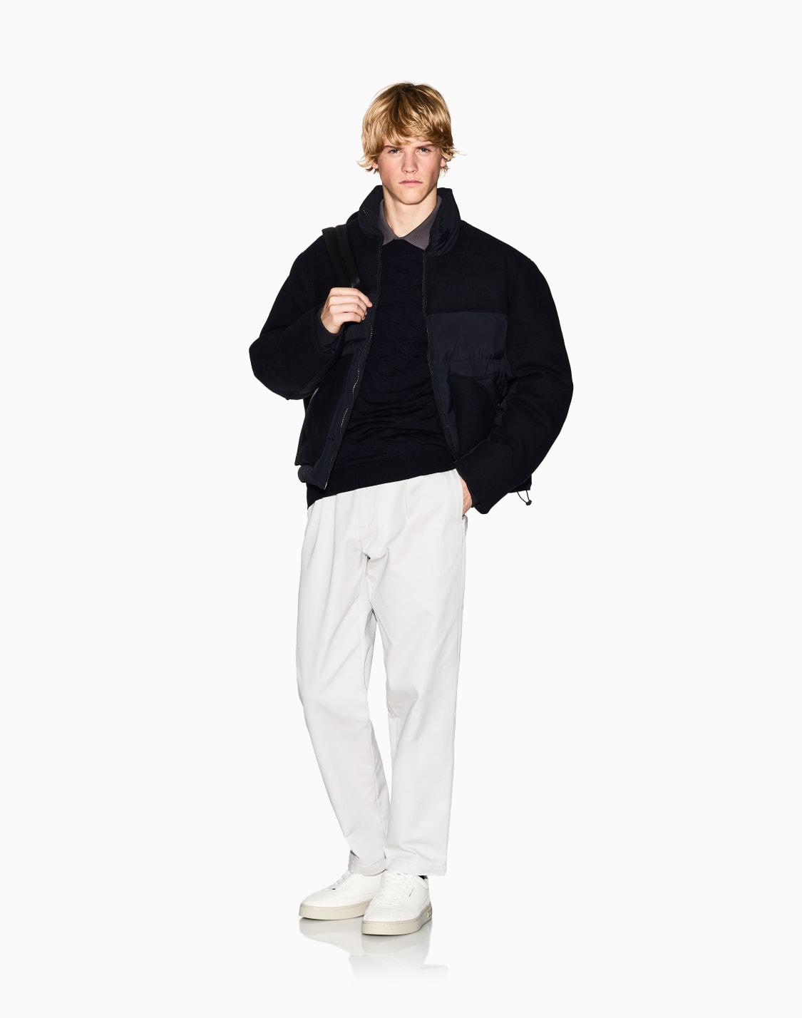 ジオメトリックパタン-ニットプルオバ-ブル--armani-exchange