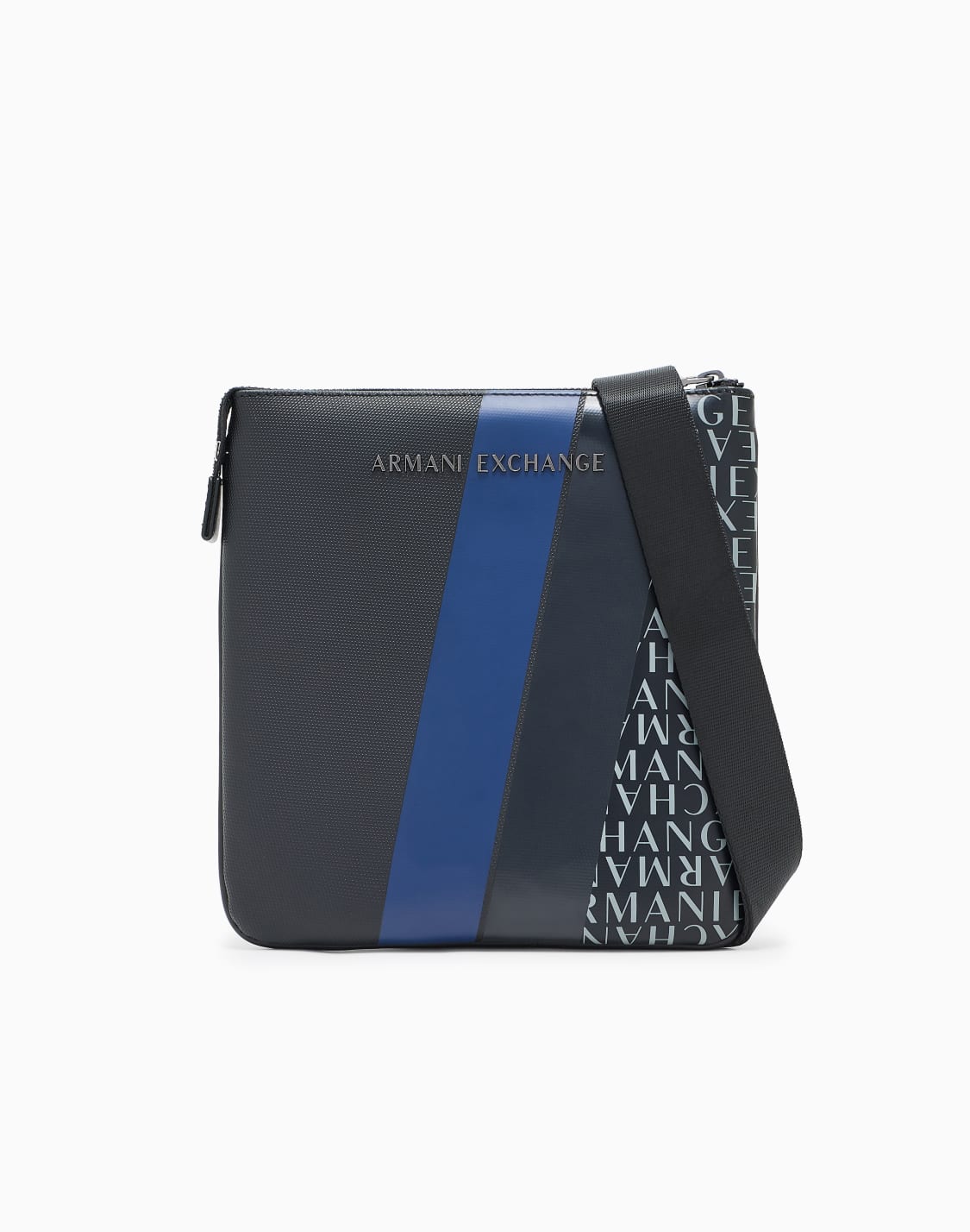 モノグラムストライプ-フラットショルダバッグ-ブル--armani-exchange
