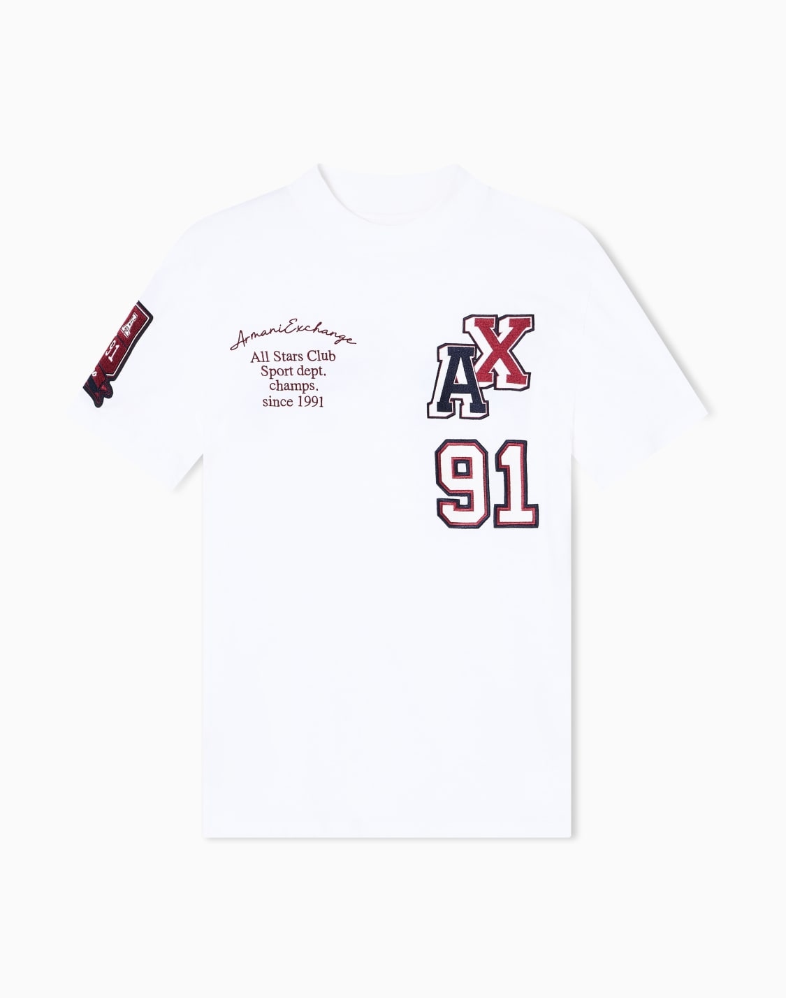 パッチデザイン-半袖クルネックtシャツ-ホワイト--armani-exchange