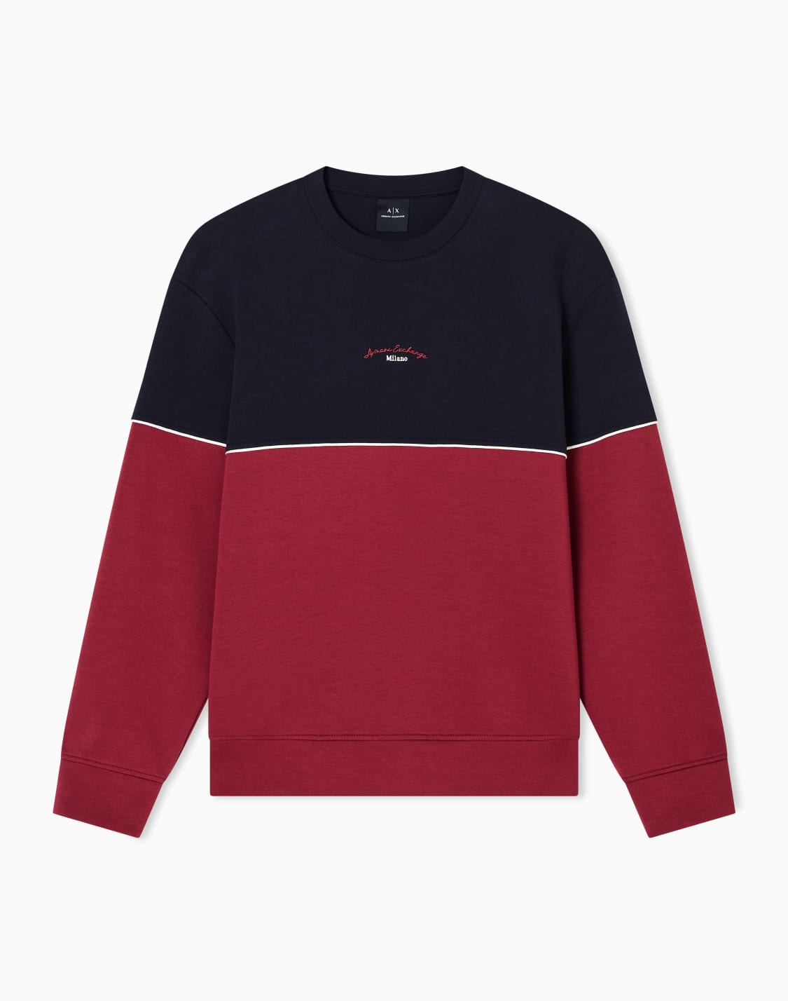 two-tone-sweatshirt-in-stretch-fabric-blue--armani-exchange